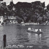          The new ferry Saugatuck, Mich S-783; Real photo postcard of Mt. Baldhead Hotel and ferry landing
   