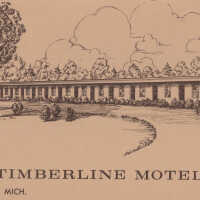          Timerberline Motel line drawing with rates printed on back
   