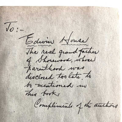 Dedication to House on front endpaper