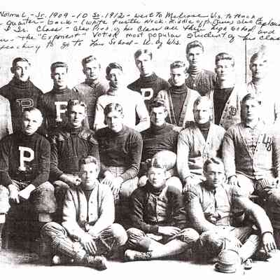 Otto-WalterReddyHSFootballTeam-17.jpg 2MB: Platteville Normal Jr. 1909-10 Sr. 1912 - went to M? Wisconsin to teach Walter Reddy - quarter back (white turtle neck middle of picture) also captain both years