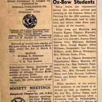          Many States in Ox-Bow Students
Many states are represented among the students arrived and studying, at the Summer School of Painting for the 1953 sessions. Illinois and Wisconsin lead in numbers, but others come from various parts of the country.
From Iowa are Marietta and Frenkie Eigme, Tingley; Missouri, Clifford and Bette Godwin, Clayton and Lois Johnson, Jeanne Noel, Kansas City; Michigan, Barbara Ann Boot, Grand Rapids; Olive Williams, Saugatuck; Lee Brooks, Holland; Ardis Bishop, Muskegon; Mrs. William Stone, Flint.
And there’s Charles Broxmeyer, Philadelphia; Henry Mayeux, Alexandria, La.; Ray Kubecki, Pasadena, Calif.; Gade Coggins, Atlanta, Ga.; Mrs. Edward Jarrett, Waco, and John Duncan, Lubbock, Texas; and Robert Hosmer, Syracuse, N.Y.
Other members of the colony, both members of the board of directors as well as students, are Mr. and Mrs. Arthur Deam, back again at the Lighthouse after a strenuous year in Philadelphia; Dr. and Mrs. Michael L. Mason, of Chicago, and Mrs. Katherine Kolb, of Wooddale, who also have a cottage on the grounds.
   