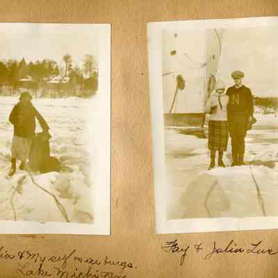 Auction_house_album_K.jpg 1.4MB: Julia & myself on ice burgs Lake Michigan, Fay and Julia Luce