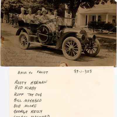 89-1-328_R_Herman_Group.jpg 1.3MB: back to front: Rosty Herman, Bud Kirby, Ruff the Dog, Bill Maynard [Manard], Bob Moore, George Kelly [Kelley], George Maynard