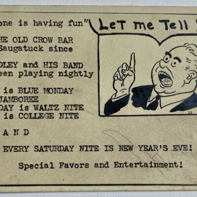 Old Crow Bar advertising postcard