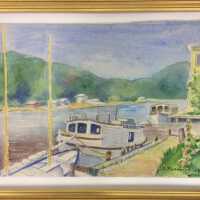 Fishing boat and Mt. Baldhead