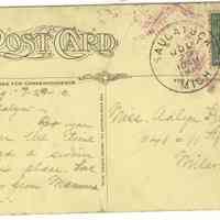          HH-0025-Beachhouse-1910-bk.JPG 257KB; To Miss Adlyn Houtkamp at 641 11th St. [or Lt?], Milwaukee, Wisconsin. Postmarked Jul 29, 1910. 