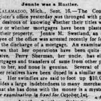 Jennie M. Swetland, plat hustler