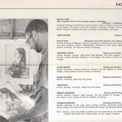 Oxbow1967.jpg 609KB: Faculty 1967: JOSHUA KIND, LARRY COLDEN, PHILLIP FIKE, THEODORE HALKIN, ELLEN LANYON, GLADYS NILLSON, JAMES NUTT, RODNEY QUIRICONE, SEYMOUR ROSOFSKY