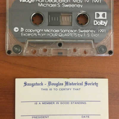 Saugatuck Village Hall Dedication recording and early SDHS membership cards