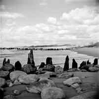          a616A.jpg 802KB; 616 6/6	Saugatuck - beach	9/1945	Old piling on Lake Michigan
   