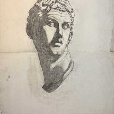 Graphite drawings of Roman sculptures, 18x24"