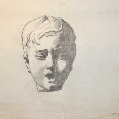 Graphite drawings of Roman sculptures, 18x24"