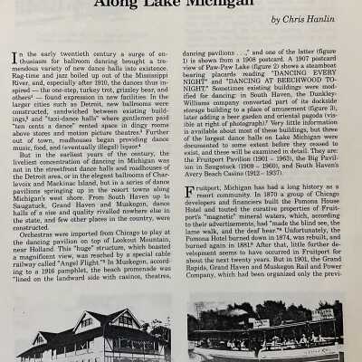 Two stepping Down the West Shore: Early Twentieth Century Dance Halls Along Lake Michigan