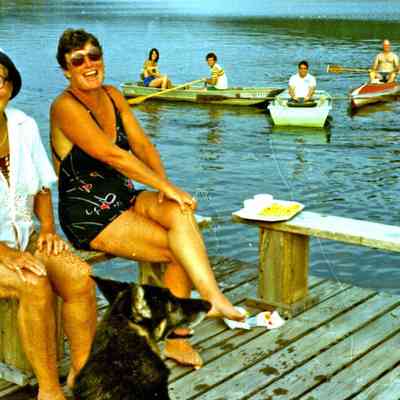 ConnieMaryK.jpg 857KB: Mary K. (left) and Connie Deam (right) with Smalley family members in background