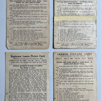          Four David C. Cook Bible Lesson Picture Cards, front
   