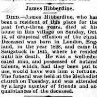 James Hibberdine letters 1864
