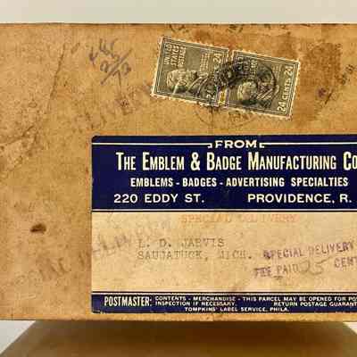 A postmark on the upper right indicates the box was mailed in 1948.