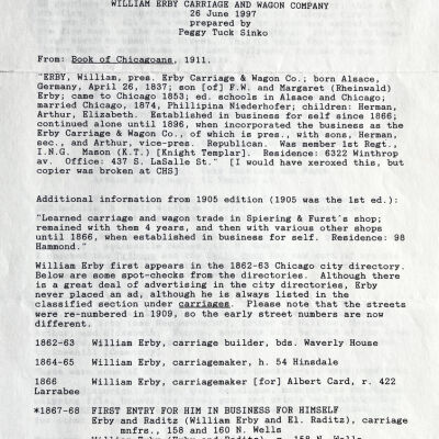 William Erby Carriage and Wagon Company research report