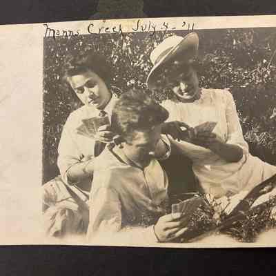 Playing cards at Manns Creek July 4, 1911