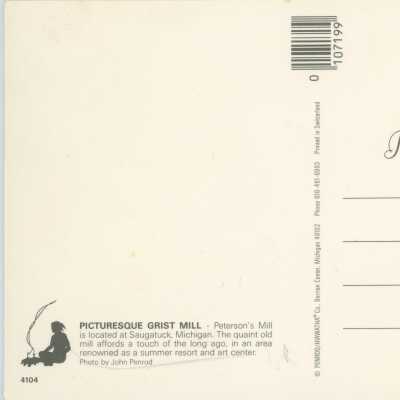 Picturesque Grist Mill Postcard Reverse