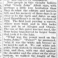          cr1891010201EarlyNavigationOnKalamazooRiver.jpg; Aunt Betsy, Helen Mar, Side-wheel steamers, Twilight, D.S. Walbridge, John Allet, Oka Town, Dr. Fred Calkins' grandfather Milo Winslow, Pioneer, Cephas Field father of the late Wells Field
   