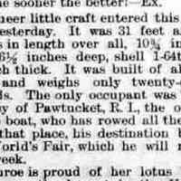          cr1893090101AluminumBoatOnwayToExposition.jpg; T.G. Appley of Pawtucket, R.I. aluminum boat headed to World's Fair
   