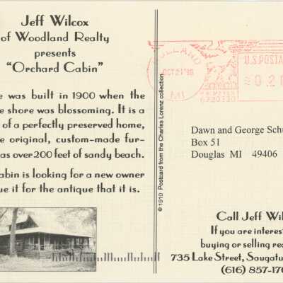 Orchard Cabin Postcard Reverse