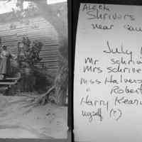          Deam40.jpg 1.8MB; Aleck Shrivers Cottage near Saugatuck Mill July 1897, Mr. Schriver, Mrs. Schriver ? of Mrs F? Comstock, Miss Halverson, Miss Roberts, Harry Kearn? Myself(?)
   