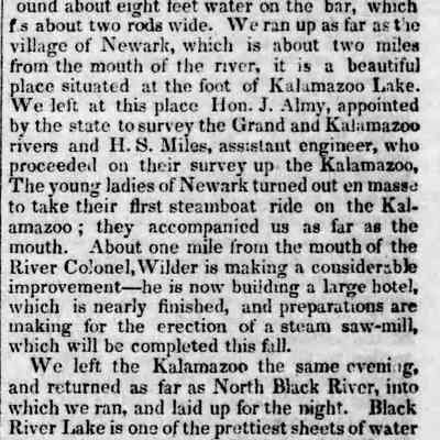 Steamboat trip to Newark, 1837