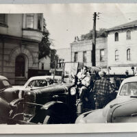 Fire truck outside Fruit Growers Bank