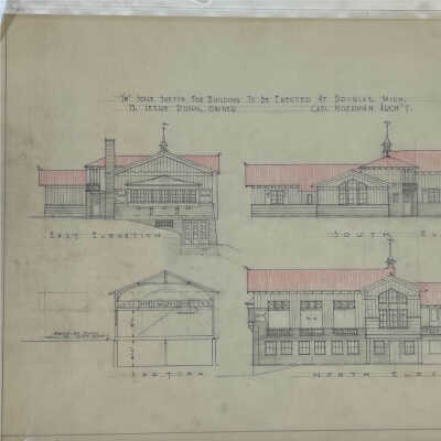 Building To Be Erected At Douglas, Mich./G. Leslie Dunn, Owner--Carl Hoerman Arch't. (Dunn) 1/8" Scale Sketch