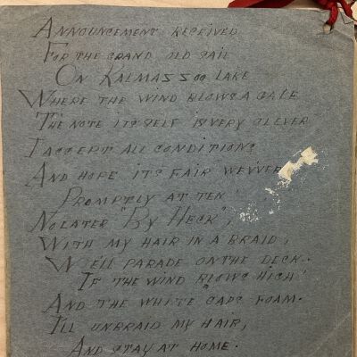 A hand-written response in verse
