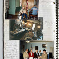          snapshots from 1986; Bill Johnson on sax and Jarrin Kleiman at Centers organ at Village Hall, Douglas. Ham supper village hall. Proceeds from Dutcher Lodge soup supper presented to Center pres. Arn [Arnold] Servatius and Treasurer Hilton Brown. Also pictured Richard Hall, Tom Dine and Maurice Van Os.
   