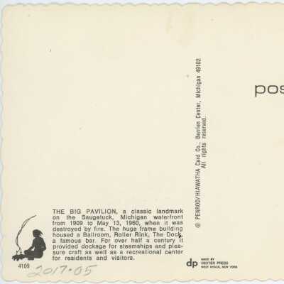 Reverse of the Big Pavilion Postcard