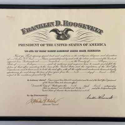 Archie G. O'Neal Postmaster Certificate