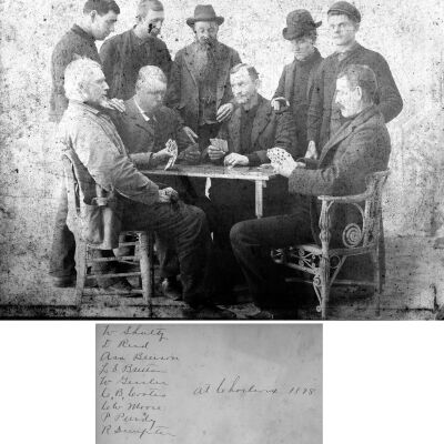 030206-cards.jpg 6MB Digital file at 2021.72.02: Shultz, Reed or Reid, ?, Brittan, ? Coates, Moore, Purdy, ?
