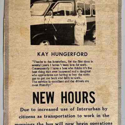 4. Interurban bus ad featuring testimonial by Kay Hungerford.