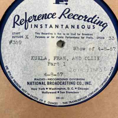 Disk i Side 1 - KUKLA FRAN AND OLLIE - Part 1 - 4/8/57
