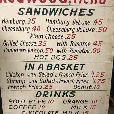 Redwood Inn Menu Sign
