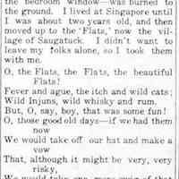          cr1920040801ByronWadeHear72Years.jpg; Memories and a poem about the wild, whisky and rum and ague days at the Flats by Byron M. Wade, 1848-1929
   