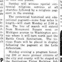          cr1931100208BattleCreekCentennial.jpg; Planned events for 1931 Centennial celebrations in Battle Creek
   