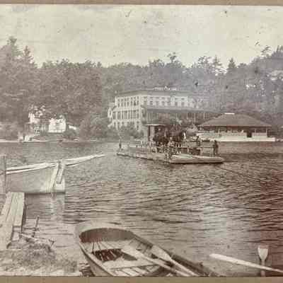 Milk wagon crossing the Kalamazoo River on chain ferry.