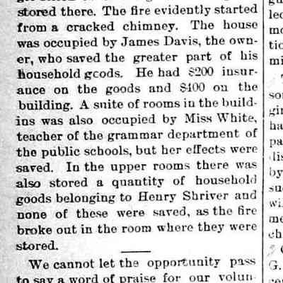 cr1897012901MaxonHouseBurns.jpg: James Davis Maxon House, Miss White teacher, Henry Shriver