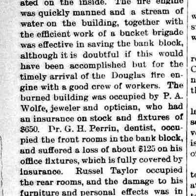 cr1898072201FrancisBldgDestroyedByFire.jpg: Russel Taylor, P.A. Wolfe, Dr. G.H. Perrin, A.B. Taylor