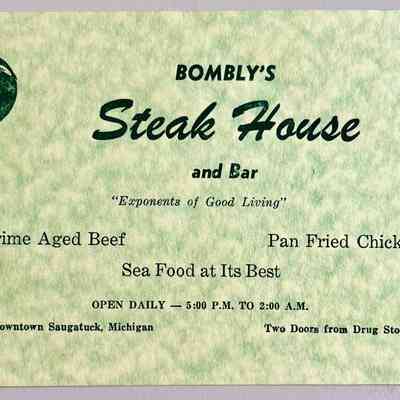 Bombly's Steak House card
