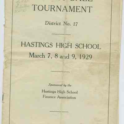 1929_Basketball_tourney_program.jpg 657KB: Digital image from Jane Van Dis collection  - Digital file on Jack Sheridan Drive 2021.72.02