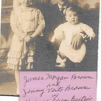 James Morgan Brown and Jenny Veits Brown with their children Beatrice Marquita Brown and Richard Montgomery Brown