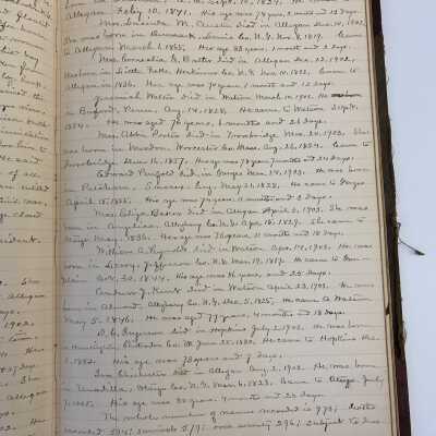The last page, page 247, of the book and the last entry written August 21, 1903 contains a listing of obituaries from 1902 to 1903