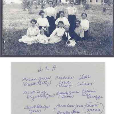 Jones farmhouse ca1915.jpg 3MB: "One of my aunt's sister's married name was Radcliff.  Her husband was Manx. Her daughter Alice was very close in age to my grandmother (her cousin), and thus they grew up together...Cousin Alice was a nurse in World War I and saw action overseas.  She was a constant visitor to the farm." - Ronald J. Clark, May 30, 2014