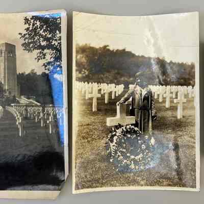 Lillian Frehse Morris at son's graveside in France